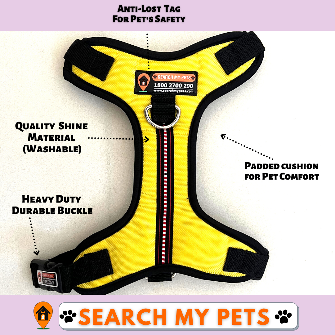 Anti-Lost Chest Harness for Dogs, Yellow Chest Harness