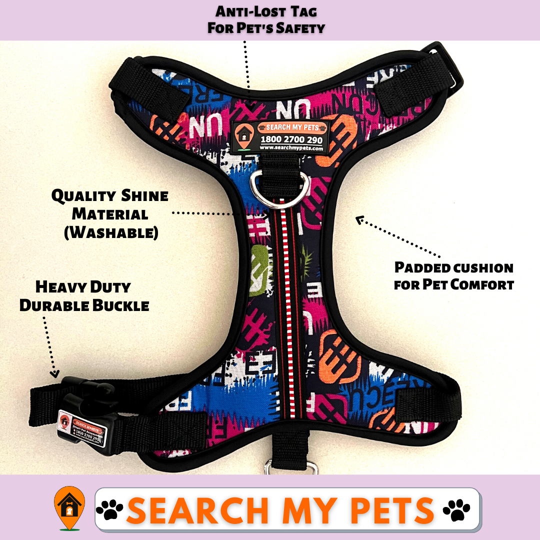 Anti-Lost Chest Harness for Dogs, Multicolor print Dog Harness